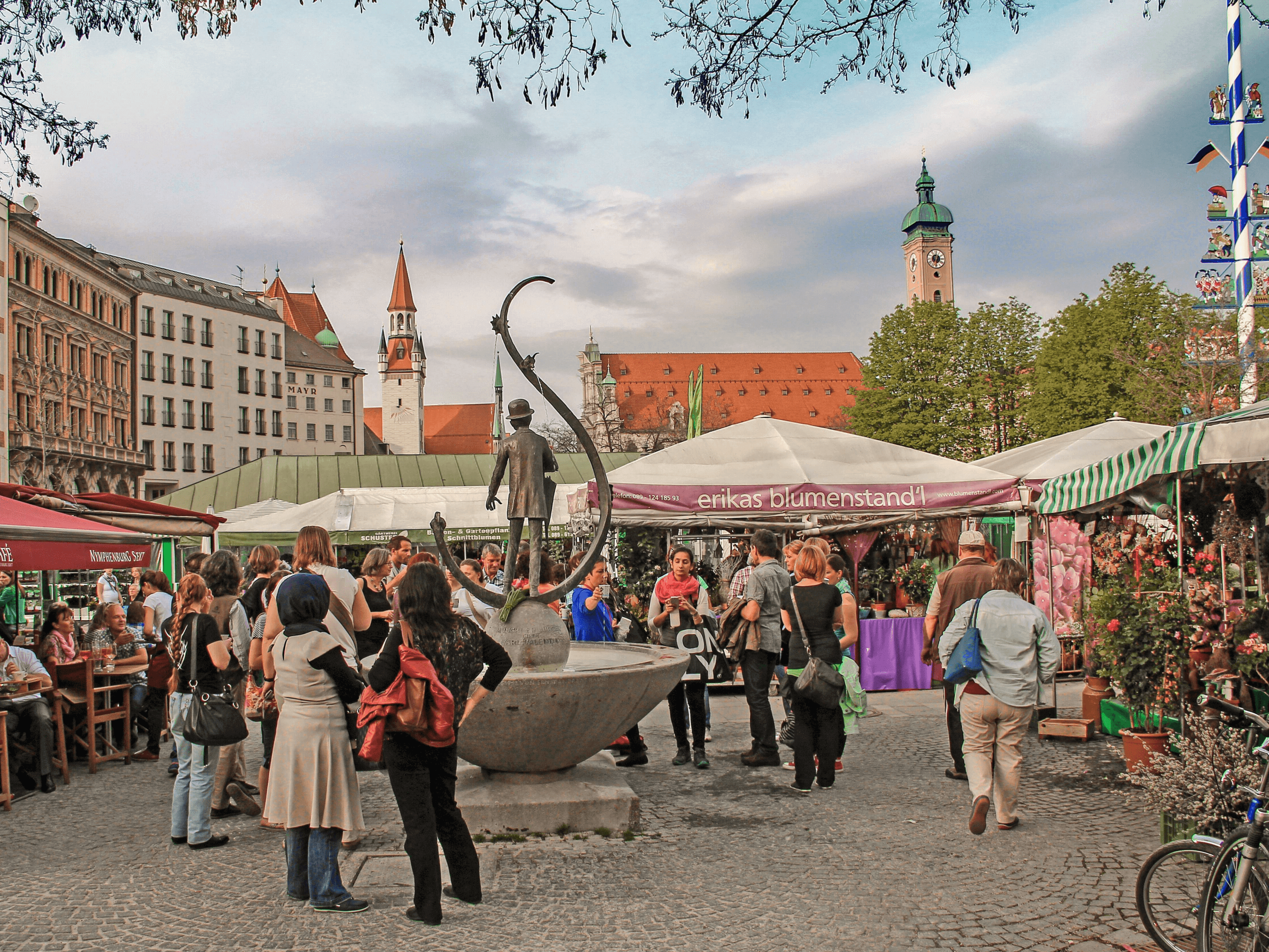 Panorama of Viktualienmarkt Market in Munich